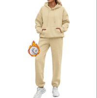 Men's Casual Sports Suit Solid Color Hoodie With Gridles Pants