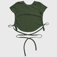 Summer New Yoga Wear Lace-up Winding Back Hollow Sexy Sports Short-sleeved T-shirt