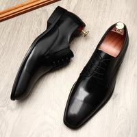 Fashion Cowhide Small Square Toe Men's Leather Shoes