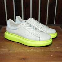 White Lace-up Men's Green Sole Platform Shoes