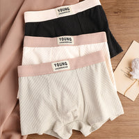 Cotton Men's Mid Waist Texture Boxer Briefs