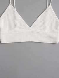 V-neck Ribbed Knit Cropped Suspender Top