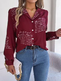 Womens CasualVersatile Longsleeve Shirt With A Lettered Blazer Collar