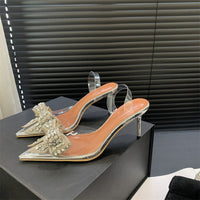 Bow Rhinestone Pointed Sexy Transparent Fashion Sandals