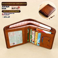 Men's Wallet RFID Anti-theft Swiping Ultra-thin First Layer Cowhide