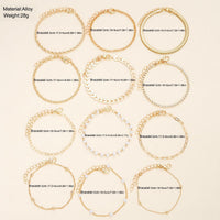 European And American Style Exquisite Beaded Chain Simple Fashionable 12-Piece Bracelet Set For Women
