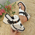 Chunky-heel Metal-buckle Slippers Beach Sandals