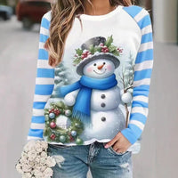 Large Size Women's Snowman Pattern Long Sleeve