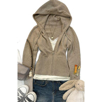 Slimming Flattering Hooded Zip Up Knit Cardigan