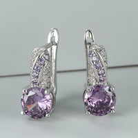 AutumnWinter Accessories White K-Gold Inlaid Round Amethyst Ear Clips