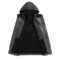 New Men's Classic Retro Midi Leather Coat