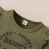 Girls' Letter Print Short Sleeve Top Three-piece Camouflage Skirt