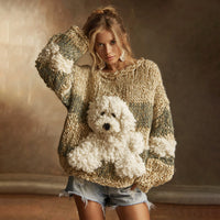 Womens Soft Comfortable And Sweet Crew Neck Long Sleeve Knit Sweater