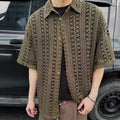 Retro Hollow-out Knitted Short Sleeve Men's Summer