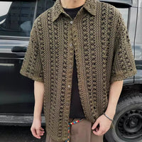 Retro Hollow-out Knitted Short Sleeve Men's Summer