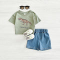 Baby Dinosaur Printed T-shirt Denim Shorts All-match Suit