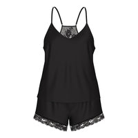 Lace-Panel Jumpsuit Shorts Loungewear Set