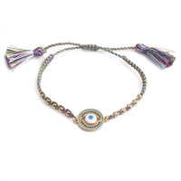 Copper Zircon Jewelry Fashionable Golden Adjustable Bracelet With A Devils Eye Design For Women