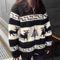 Korean Style New Christmas Atmosphere Zipper Sweater