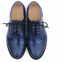 Women's Fashion Leather British Style Pointed Toe Flat Shoes