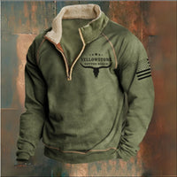 European And American 3d Digital Printing Turtleneck Half Zipper Sweater