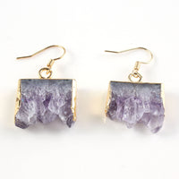 Cross-border Foreign Trade Natural Amethyst Cluster Crystal Bud Earrings