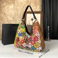 Womens Large-Capacity Bag Made From Color-Blocked First-Layer Cowhide Leather