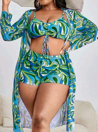 Women's Floral Swimsuit Bikini Three-piece Set