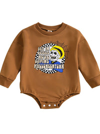 Boys And Girls Round Neck Long Sleeve Letter Printing Rompers Jumpsuit Multicolor