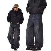 Mens American-Style Vintage Washed Bootcut Jeans