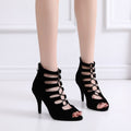 Women's Soft Bottom Peep Toe High Heel Ankle Boots