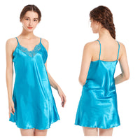 Plus Size Summer Thin Satin Silk Nightdress