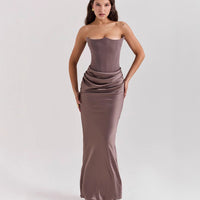 Tube-top Pleated Patchwork Dress For Women
