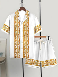 Printed Trendy Loose Short-Sleeve Shirt And Shorts Mens Set