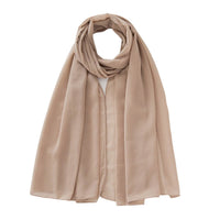 Women's Pure Color Pearl Chiffon Bubble Scarf Gauze Scarf