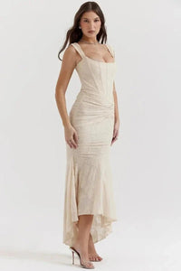 Womens Solid-Colored Slim-Fit Sleeveless Fishtail Maxi Dress Banquet Evening Gown One-Piece Dress