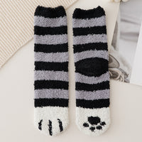 Coral Fleece Socks Women's Mid-calf Length Winter Thickened Fleece Warm Cat's Paw Socks