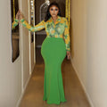 Shirt-collar Printed Sheath Mermaid Dress