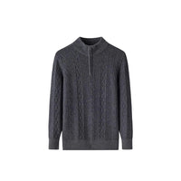 Half Turtleneck Zipper Twisted Flower Sweater Long Sleeve Knitwear