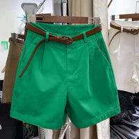 Womens Loose Slimming High-waisted Wide-leg Outerwear Shorts