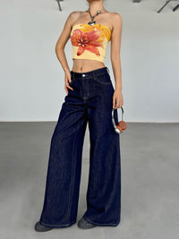 Fashion American Retro Wide Leg Jeans For Women