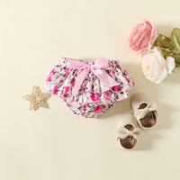 Letter Printed Romper Floral Skirt Headrope Three Piece Set