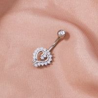 New Product Simple Micro-inlaid Heart-shaped Belly Button Nail Zircon