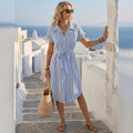 Striped Shirt French-Style Effortless Holiday Chic Casual Dress