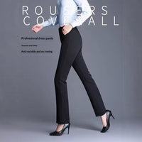 High-waisted Figure-flattering Straight-leg Professional Suit Pants