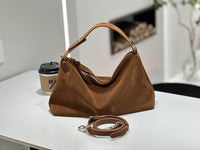 Womens Leather Handbag Premium Matte Suede Cowhide Tote Crossbody Bag