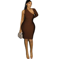 Elegant All-Match One-Shoulder Long-Sleeve Dress For Women