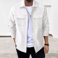 Lapel Zipper Casual Jacket Men's Coat