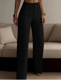 Women's Pleated Casual High-Waist Solid-Color Suit Pants
