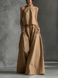 Loose-fitting Sleeveless Top And Wide-leg Pants Two-piece Set